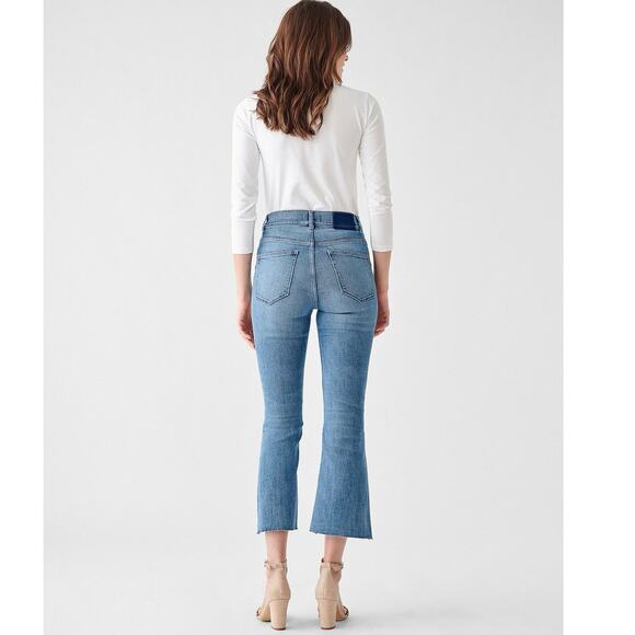 DL1961 Bridget Cropped Boot Jeans Size 26 Ludgate Blue Raw Hem Classic Staple - Picture 6 of 15